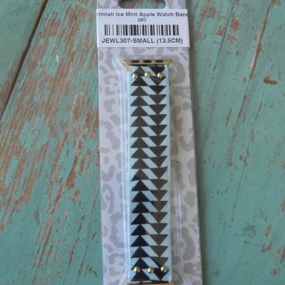 NEW ERIMISH ICE MINT GEO STRIPED APPLE WATCH BAND - Picture 1 of 3
